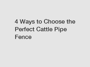 4 Ways to Choose the Perfect Cattle Pipe Fence