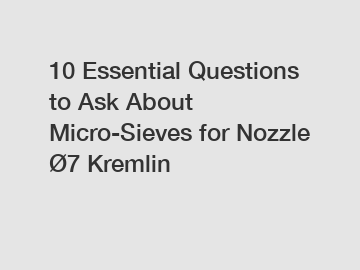 10 Essential Questions to Ask About Micro-Sieves for Nozzle &Oslash;7 Kremlin