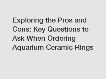 Exploring the Pros and Cons: Key Questions to Ask When Ordering Aquarium Ceramic Rings