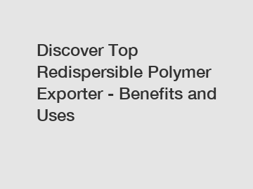 Discover Top Redispersible Polymer Exporter - Benefits and Uses