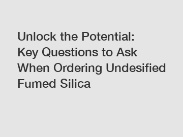 Unlock the Potential: Key Questions to Ask When Ordering Undesified Fumed Silica