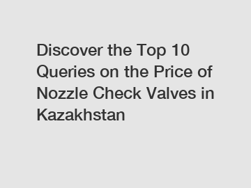 Discover the Top 10 Queries on the Price of Nozzle Check Valves in Kazakhstan