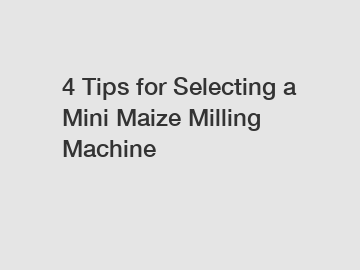 4 Tips for Selecting a Mini Maize Milling Machine