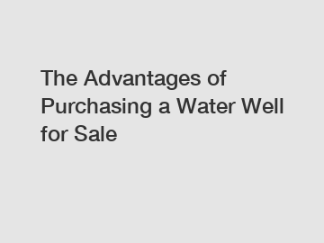 The Advantages of Purchasing a Water Well for Sale