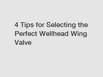 4 Tips for Selecting the Perfect Wellhead Wing Valve