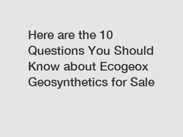 Here are the 10 Questions You Should Know about Ecogeox Geosynthetics for Sale
