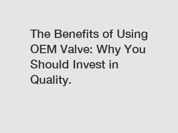 The Benefits of Using OEM Valve: Why You Should Invest in Quality.