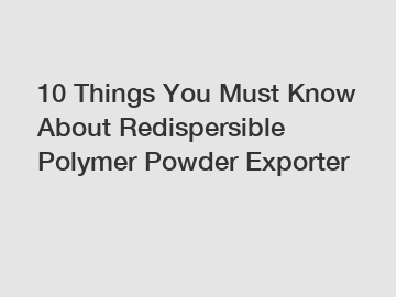 10 Things You Must Know About Redispersible Polymer Powder Exporter
