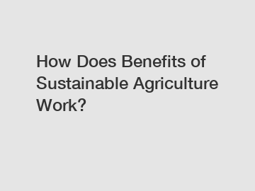 How Does Benefits of Sustainable Agriculture Work?