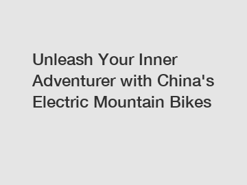 Unleash Your Inner Adventurer with China's Electric Mountain Bikes