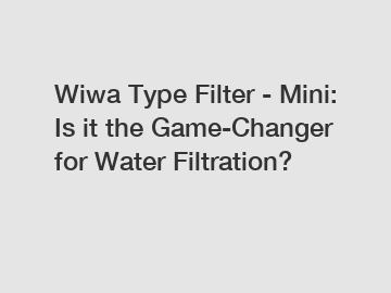 Wiwa Type Filter - Mini: Is it the Game-Changer for Water Filtration?