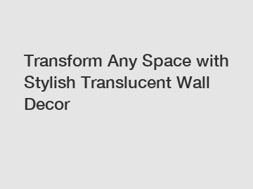 Transform Any Space with Stylish Translucent Wall Decor