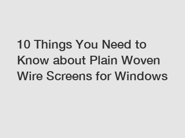10 Things You Need to Know about Plain Woven Wire Screens for Windows