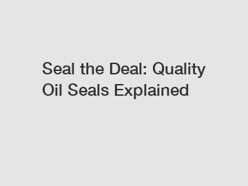 Seal the Deal: Quality Oil Seals Explained