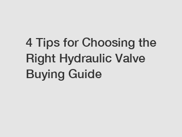 4 Tips for Choosing the Right Hydraulic Valve Buying Guide