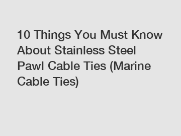 10 Things You Must Know About Stainless Steel Pawl Cable Ties (Marine Cable Ties)