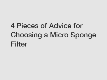 4 Pieces of Advice for Choosing a Micro Sponge Filter