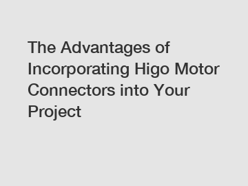 The Advantages of Incorporating Higo Motor Connectors into Your Project