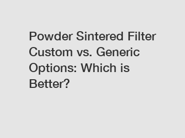 Powder Sintered Filter Custom vs. Generic Options: Which is Better?