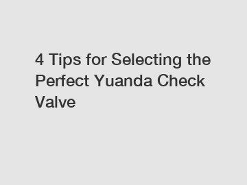 4 Tips for Selecting the Perfect Yuanda Check Valve