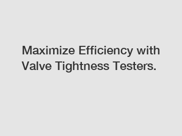 Maximize Efficiency with Valve Tightness Testers.