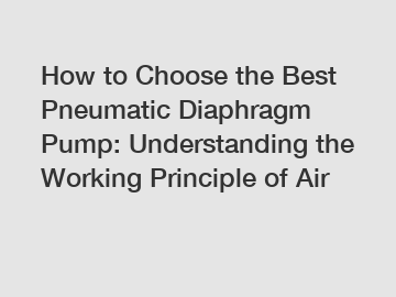 How to Choose the Best Pneumatic Diaphragm Pump: Understanding the Working Principle of Air