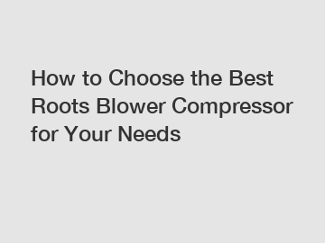 How to Choose the Best Roots Blower Compressor for Your Needs