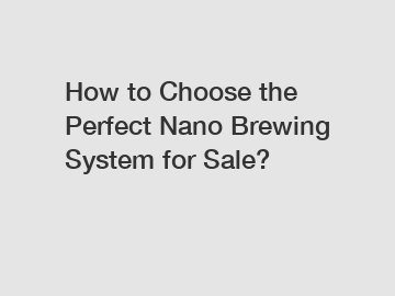 How to Choose the Perfect Nano Brewing System for Sale?