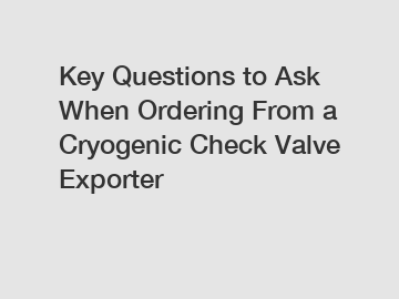 Key Questions to Ask When Ordering From a Cryogenic Check Valve Exporter