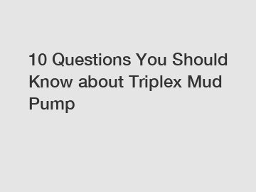 10 Questions You Should Know about Triplex Mud Pump