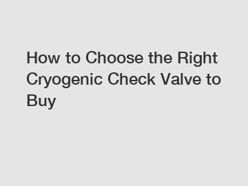 How to Choose the Right Cryogenic Check Valve to Buy