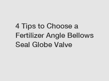 4 Tips to Choose a Fertilizer Angle Bellows Seal Globe Valve