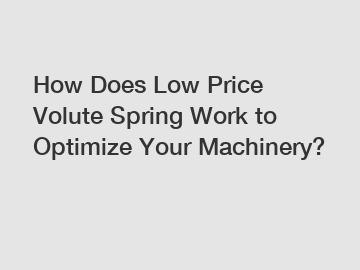 How Does Low Price Volute Spring Work to Optimize Your Machinery?