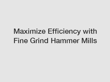 Maximize Efficiency with Fine Grind Hammer Mills