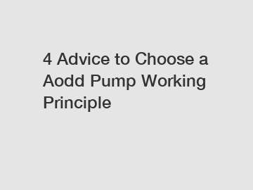 4 Advice to Choose a Aodd Pump Working Principle