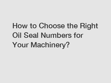 How to Choose the Right Oil Seal Numbers for Your Machinery?