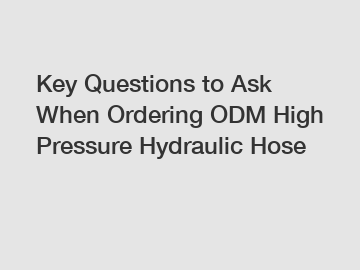 Key Questions to Ask When Ordering ODM High Pressure Hydraulic Hose