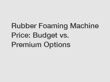 Rubber Foaming Machine Price: Budget vs. Premium Options