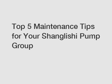 Top 5 Maintenance Tips for Your Shanglishi Pump Group