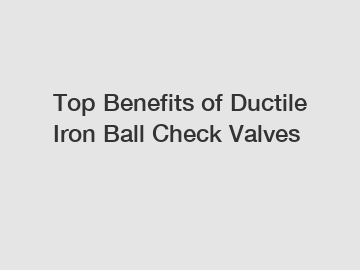 Top Benefits of Ductile Iron Ball Check Valves