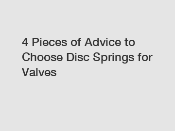 4 Pieces of Advice to Choose Disc Springs for Valves
