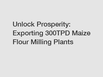 Unlock Prosperity: Exporting 300TPD Maize Flour Milling Plants