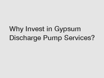 Why Invest in Gypsum Discharge Pump Services?