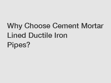 Why Choose Cement Mortar Lined Ductile Iron Pipes?