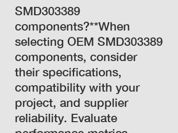 **How to choose OEM SMD303389 components?**When selecting OEM SMD303389 components, consider their specifications, compatibility with your project, and supplier reliability. Evaluate performance metrics, read reviews, and ensure they meet your requirement