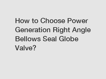 How to Choose Power Generation Right Angle Bellows Seal Globe Valve?