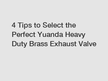 4 Tips to Select the Perfect Yuanda Heavy Duty Brass Exhaust Valve