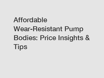 Affordable Wear-Resistant Pump Bodies: Price Insights & Tips