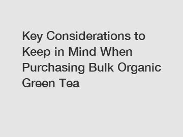Key Considerations to Keep in Mind When Purchasing Bulk Organic Green Tea