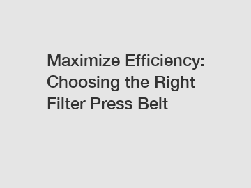 Maximize Efficiency: Choosing the Right Filter Press Belt